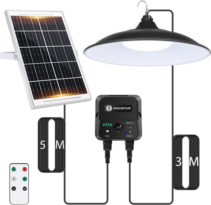 Aigostar Hanglamp op zonne-energie met bewegingsmelder, 8 m, Huis en Inrichting, Lampen | Overige, Verzenden