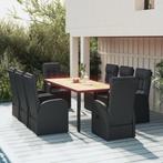 vidaXL 9-delige Tuinset poly rattan zwart, Tuin en Terras, Tuinsets en Loungesets, Verzenden, Nieuw, Tuinset