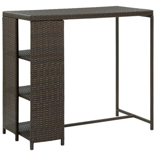 vidaXL Bartafel met opbergrek 120x60x110 cm poly rattan, Maison & Meubles, Tables | Tables à manger, Envoi