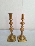 Kandelaar (2) - Messing - Push-up, Antiek en Kunst