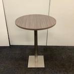 Sta-tafel rond Ø 80 cm, hoogte 114 cm, bruin eiken - RVS, Maison & Meubles, Pièces pour table