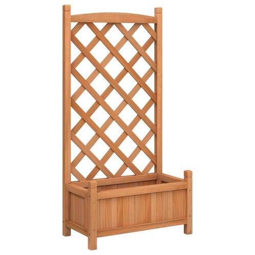 Plantenbak met latwerk vurenhout bruin | Retour Deal | 35%, Tuin en Terras, Bloembakken en Plantenbakken, 60 cm of meer, Minder dan 60 cm