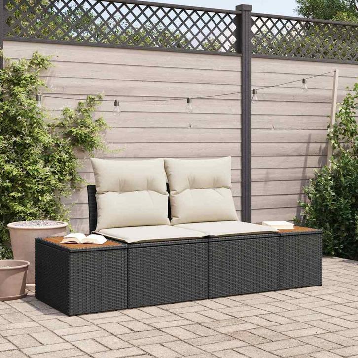 vidaXL Tuin Sofa Zwart 184 x 62 x 85cm poly rattan, Tuin en Terras, Tuinsets en Loungesets, Nieuw, Verzenden