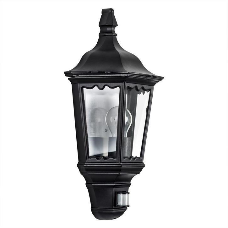 Buitenverlichting met bewegingssensor Ancona Plat zwart met, Tuin en Terras, Buitenverlichting, Verzenden