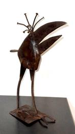 sculptuur, Oiseau à crête recourbée en métal vernis - 33 cm