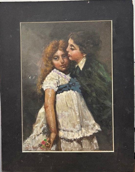 Italiaanse school (XX) - Corteggiamento, Antiek en Kunst, Kunst | Schilderijen | Klassiek