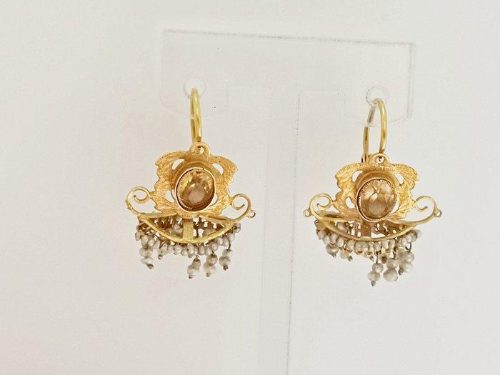 Oorbellen - 18 karaat Geel goud Citrien, Handtassen en Accessoires, Oorbellen