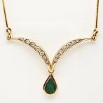 Halsketting - 18 karaat Geel goud - 0.16ct. tw. Diamant, Handtassen en Accessoires, Kettingen, Nieuw