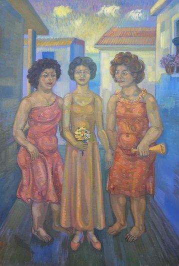 Europese school (XX) - Femmes en bleu, Antiek en Kunst, Kunst | Schilderijen | Klassiek