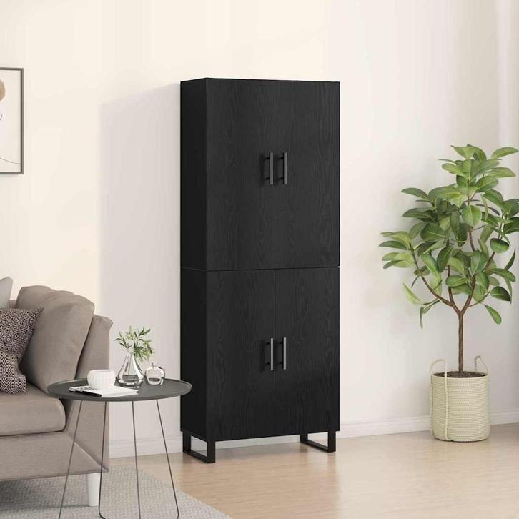 vidaXL Dressoir 2 pcs Zwart eiken 69.5 x 34 x 180 cm Bewerkt, Huis en Inrichting, Kasten | Dressoirs, Nieuw, Verzenden