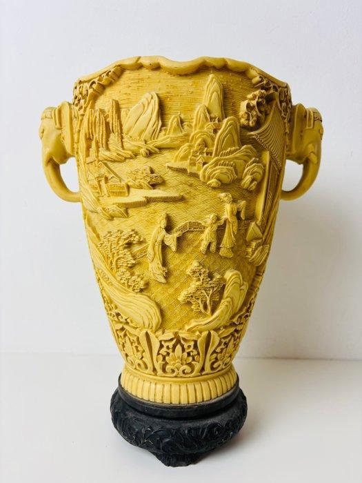 Vaas - Chinese decoratieve vaas met rijk reliëfdecor, 20e, Antiek en Kunst, Curiosa en Brocante