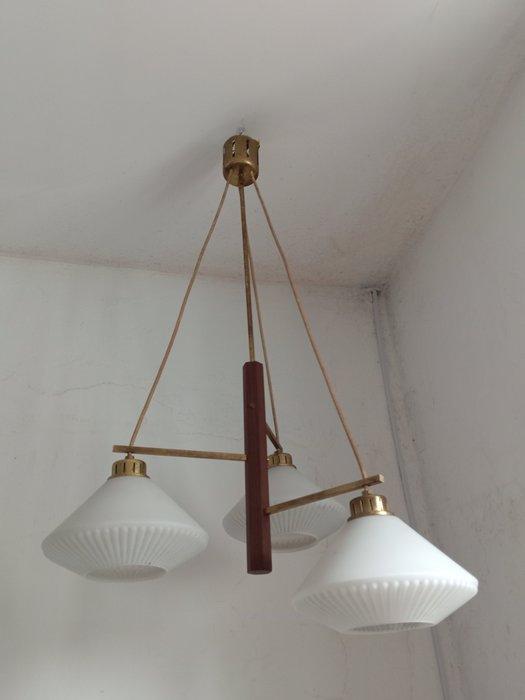 Kroonluchter - messing, hout, marmer, Antiquités & Art, Antiquités | Éclairage