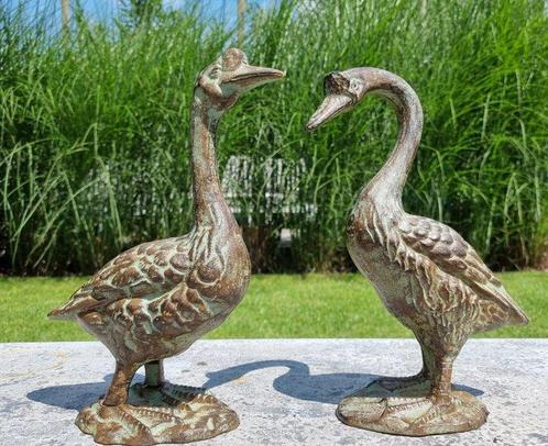Beeldje - A pair of Geese - IJzer, Antiek en Kunst, Kunst | Designobjecten