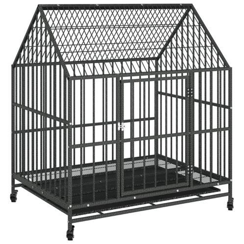 Hondenkennel Mobiel - Zwart Metaal | OP = OP | -60%, Dieren en Toebehoren, Hondenbenches, Nieuw, Verzenden