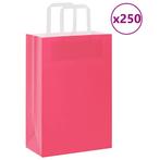 vidaXL Papieren zakken 250 st met hengsels 21x11x31 cm roze, Diversen, Cadeauverpakkingen, Verzenden, Nieuw