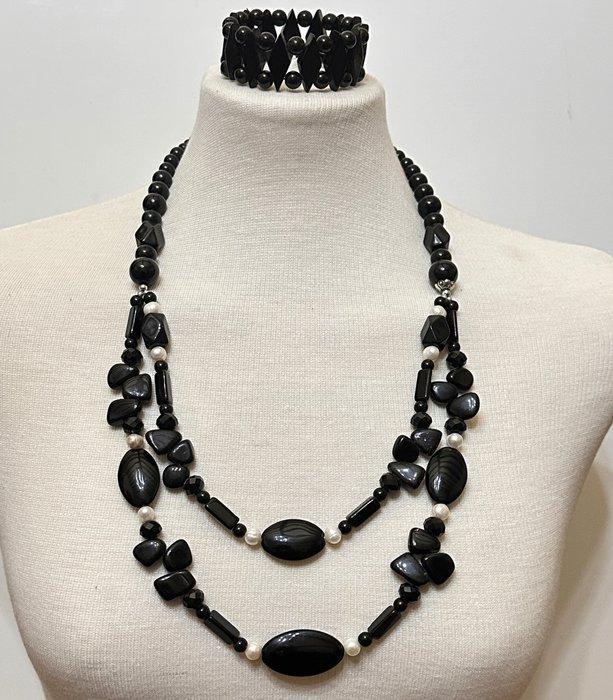 Agata Negra de Brasil en Perlas Blanca Natural / ZEER, Verzamelen, Mineralen en Fossielen