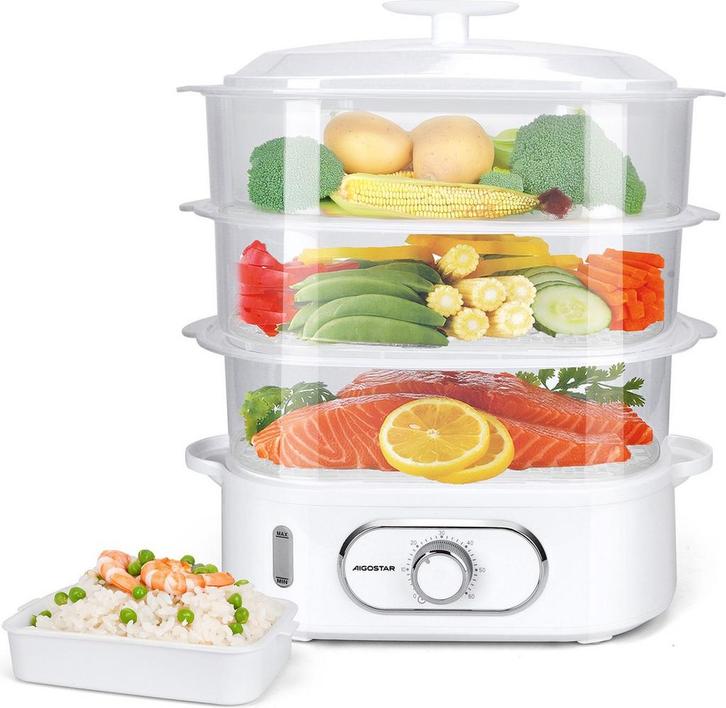 Aigostar Stoomkoker - 12 Liter - 900W - wit, Huis en Inrichting, Woonaccessoires | Overige, Verzenden