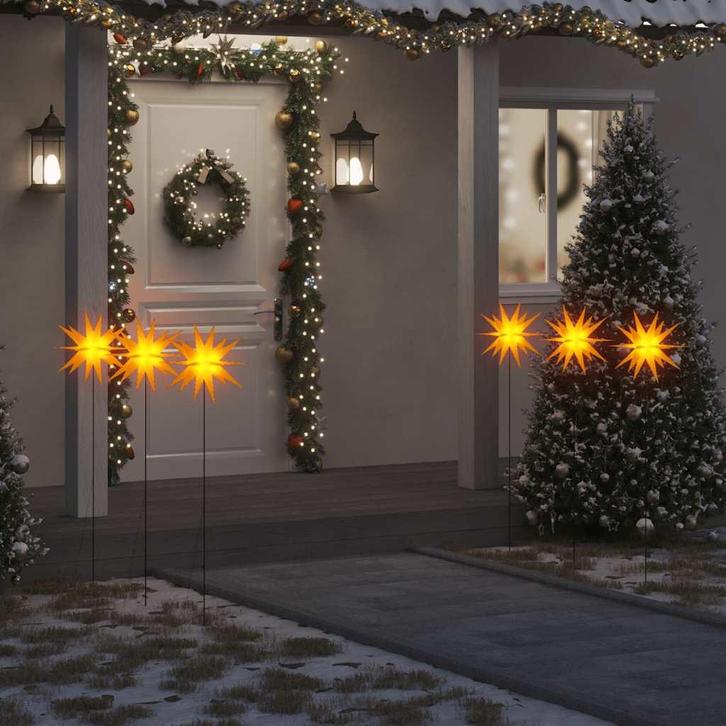 vidaXL Kerstlampen met grondpin en LEDs 3 st 35 cm geel, Diversen, Kerst, Nieuw, Verzenden