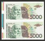 België. - 5000 Francs ND (1980s) - 2 Test notes sin cortar, Postzegels en Munten