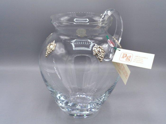 PG-MIANI Argenteria - Kruik - .925 zilver, geblazen glas -, Antiek en Kunst, Antiek | Zilver en Goud