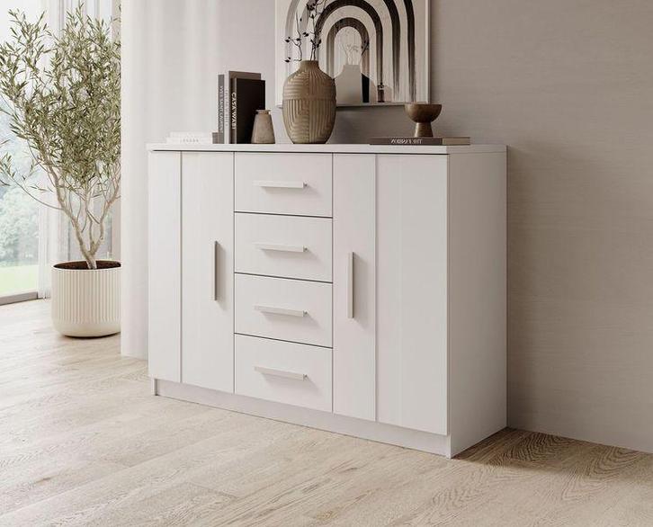 Meubella ladekast Blake wit 120cm lades, Huis en Inrichting, Kasten | Overige, Nieuw, Verzenden
