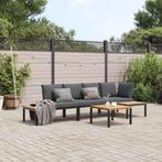 vidaXL 4-delige Loungeset met kussens aluminium zwart, Tuin en Terras, Verzenden, Nieuw, Loungeset