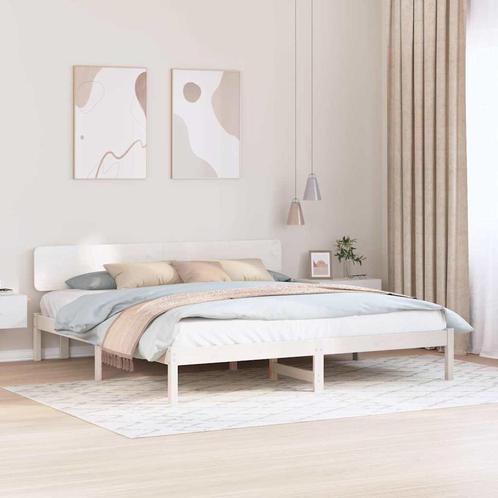 vidaXL Bedframe met hoofdeinde Wit 180 x 200 cm Massief, Huis en Inrichting, Slaapkamer | Bedden, Nieuw, Verzenden