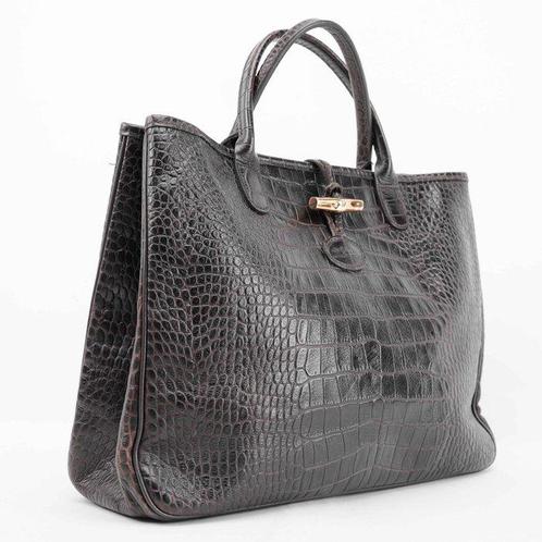Longchamp - Vintage Crocodile-Embossed Leather Tote – Iconic, Handtassen en Accessoires, Tassen | Damestassen