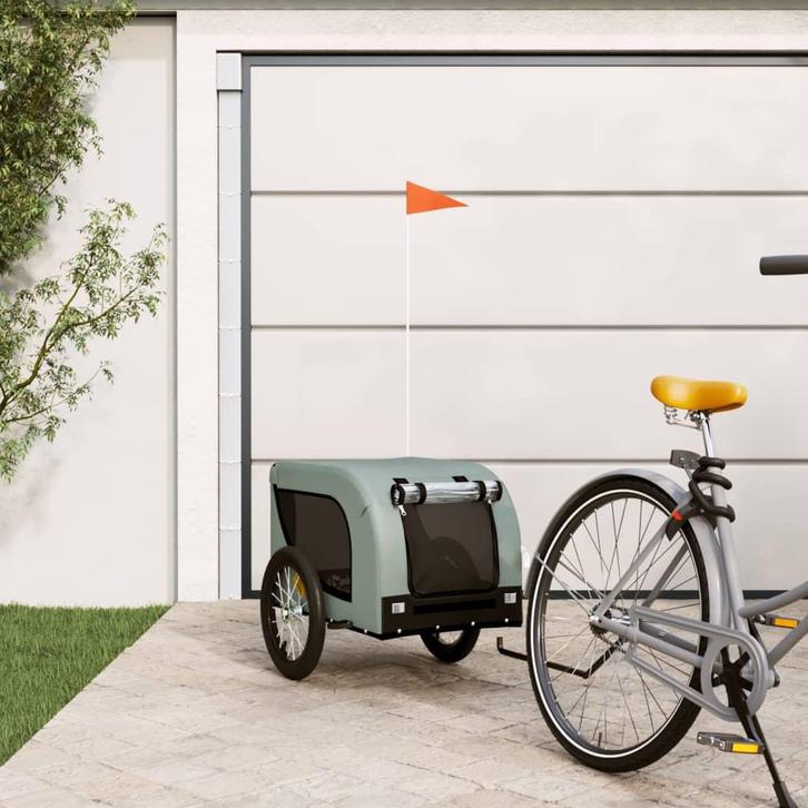 vidaXL Hondenfietstrailer oxford stof en ijzer grijs en, Dieren en Toebehoren, Overige Dieren-accessoires, Nieuw, Verzenden