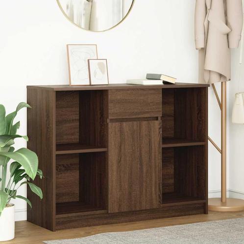 vidaXL Dressoir met lade 101x35x76 cm spaanplaat bruin, Huis en Inrichting, Kasten | Dressoirs, Nieuw, Verzenden