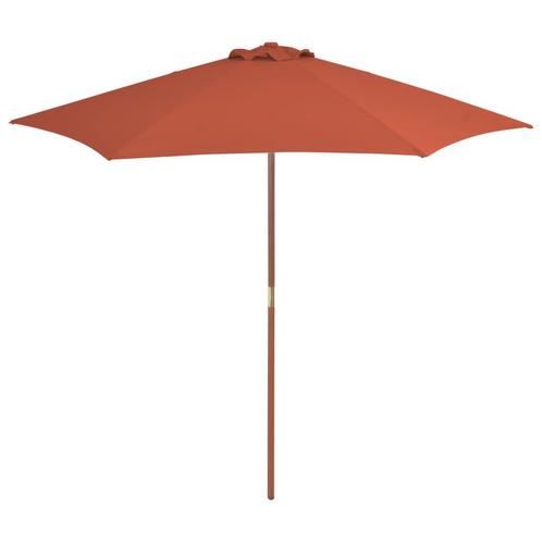 vidaXL Parasol met houten paal 270 cm terracotta, Tuin en Terras, Parasols, Nieuw, Verzenden