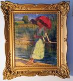 Ludovic Le Vahéneck (XX) - Mujer de época con sombrilla, Antiek en Kunst