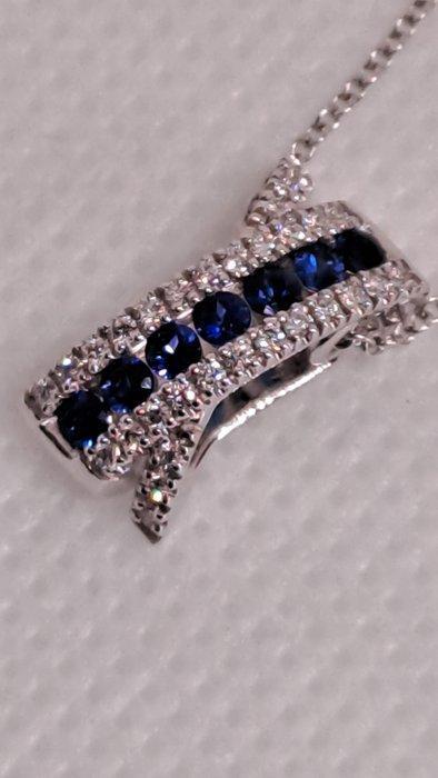 Recarlo - Collier - 18 carats Or blanc Saphir - Diamant, Bijoux, Sacs & Beauté, Colliers