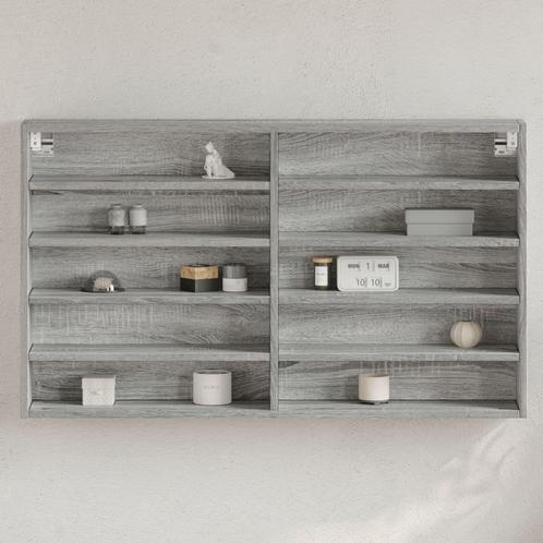 vidaXL Vitrinekast 100x15x58 cm bewerkt hout grijs sonoma, Huis en Inrichting, Kasten | Wandmeubels, Nieuw, Verzenden
