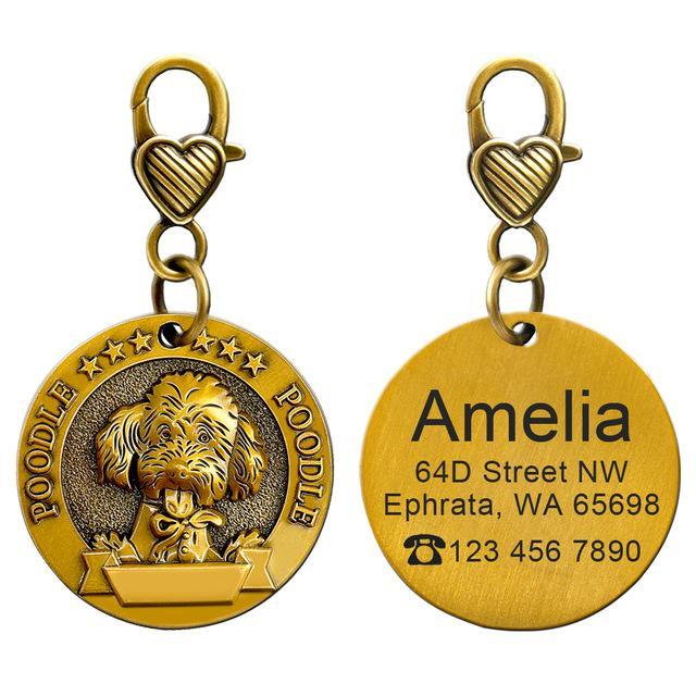 Gegraveerde Poedel Hondenpenning, Verzamelen, Overige Verzamelen, Verzenden