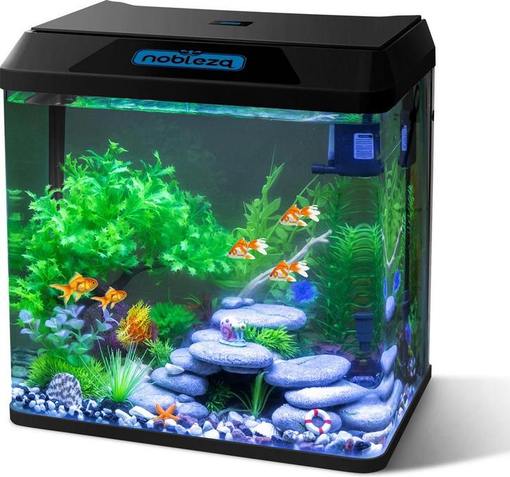 Nobleza Aquarium Kit - 38.5x24x39 cm - 30 L - Zwart, Dieren en Toebehoren, Overige Dieren-accessoires, Verzenden