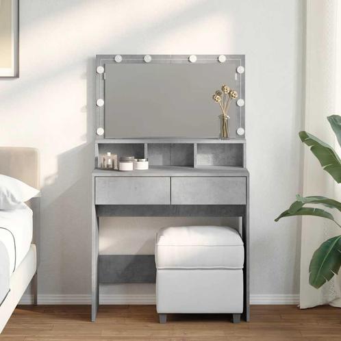 vidaXL Kaptafel met LED 80x41x134,5 cm betongrijs, Huis en Inrichting, Tafels | Kaptafels, Nieuw, Verzenden
