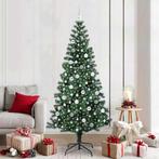 vidaXL Kunststof Voorverlichte Kerstboom Groen 210 cm PVC en, Diversen, Kerst, Verzenden, Nieuw