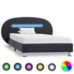 vidaXL Cadre de lit avec LED Noir Similicuir 90x200 cm, Maison & Meubles, Chambre à coucher | Lits, Neuf, Verzenden