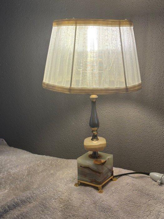 Lampe de table - Onyx, Laiton, Textile, Antiek en Kunst, Curiosa en Brocante