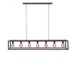 Zwarte hanglamp eettafel frame Charlie 7-lichts | Loft46, Huis en Inrichting, Lampen | Hanglampen, Nieuw, Overige materialen, Industrieel
