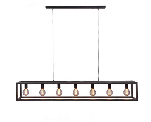 Zwarte hanglamp eettafel frame Charlie 7-lichts | Loft46, Huis en Inrichting, Lampen | Hanglampen, Nieuw, Overige materialen, Verzenden