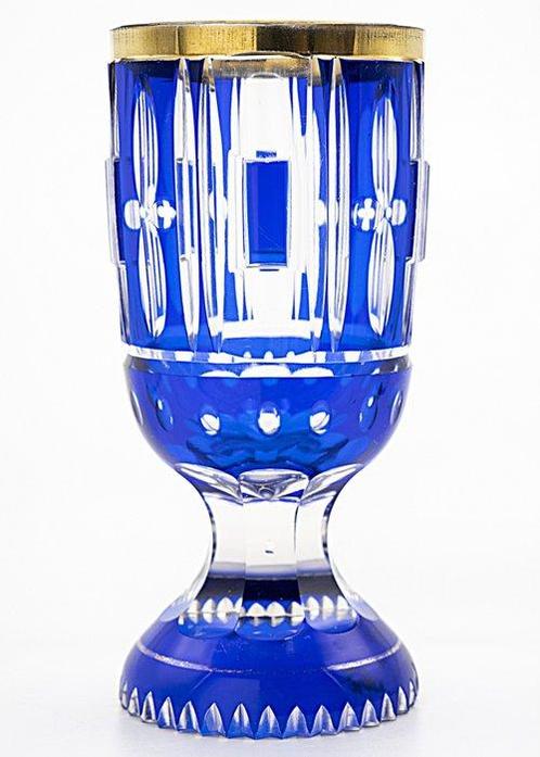 Meyrs Neffe Art Deco Multilayer Faceted Cobalt Crystal Glass, Antiek en Kunst, Kunst | Designobjecten