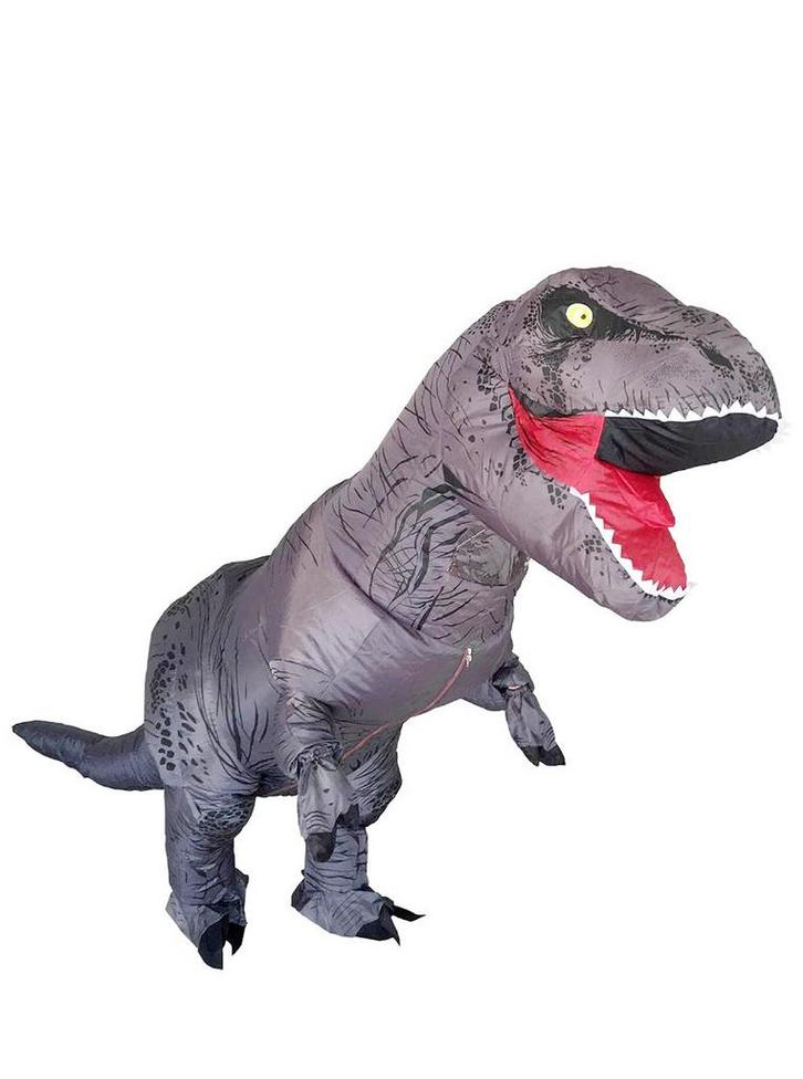 KIMU® Opblaas Kostuum T-Rex Grijs Opblaasbaar Pak Dinopak Ma, Kleding | Heren, Carnavalskleding en Feestkleding, Nieuw, Ophalen of Verzenden