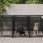 vidaXL Hondenkennel met dak 18,77 m² staal, Verzenden, Nieuw