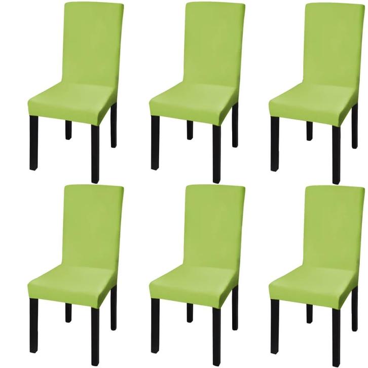 vidaXL Stoelhoezen 6 st stretch recht groen, Tuin en Terras, Tuinmeubel-accessoires, Nieuw, Verzenden