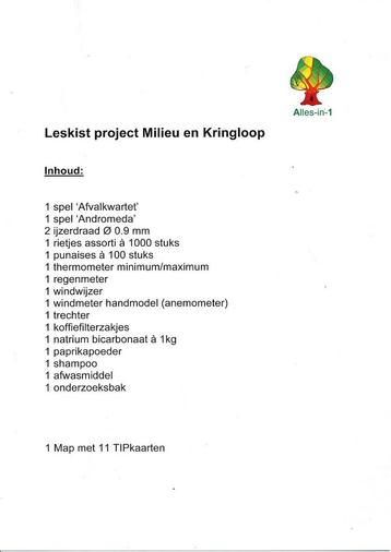 Alles-in-1 Leskist Project Milieu en Kringloop 2016, Verzenden