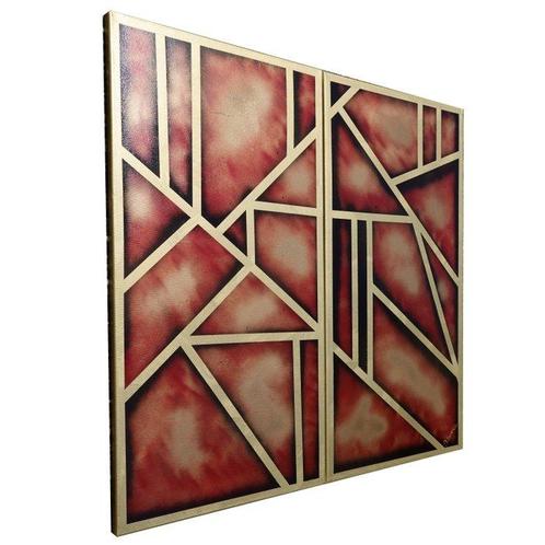 Ksavera - Gold Abstract painting A955 - XXL diptych, Huis en Inrichting, Overige Huis en Inrichting