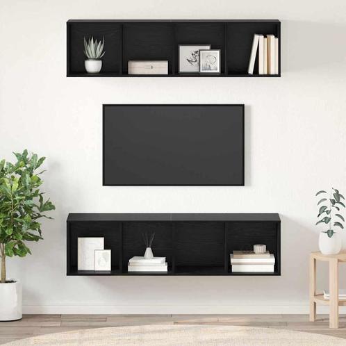 vidaXL Tv-meubelset 2 pcs Zwart eiken 37 x 37 x 142.5 cm, Huis en Inrichting, Kasten |Televisiemeubels, Nieuw, Verzenden