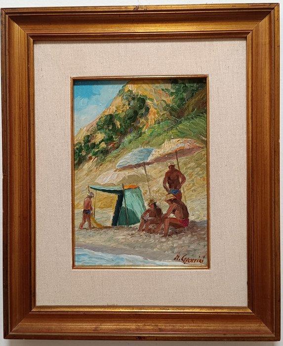 Nicola Caporrini (XX) - Bagnanti a Sorrento, Antiek en Kunst, Kunst | Schilderijen | Klassiek